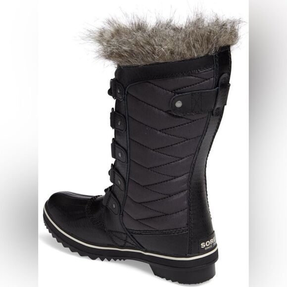 SOREL Black Fur-Lined Lace-Up Waterproof Winter Boots Sz 11 Outdoor Ski Resort - Picture 15 of 16